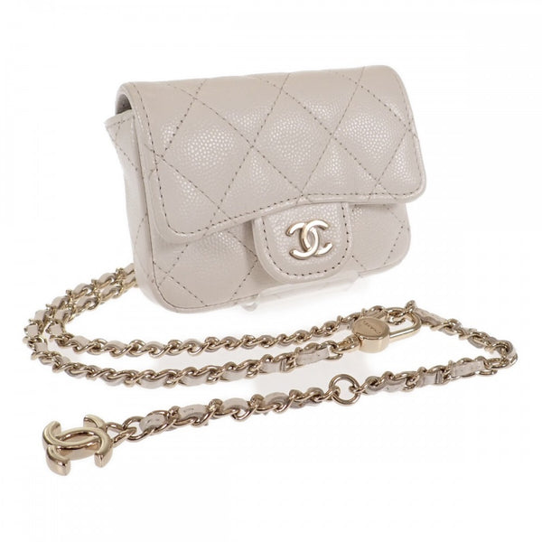 【Aランク】シャネル CHANEL マトラッセ チェーンベルトバッグ AP1952_Y33352_10601 ショルダーバッグ キャビアスキン ホワイト ゴールド金具 レディース【ISEYA】