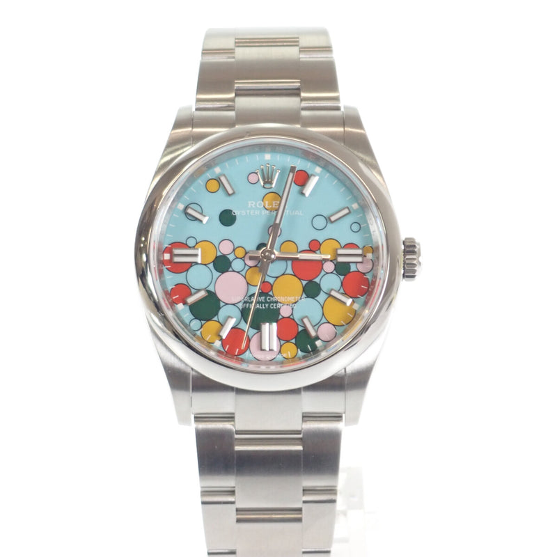 オイスターパーペチュアル36 セレブレーションモチーフ メンズ 腕時計 126000 SS ブルー文字盤【ISEYA】