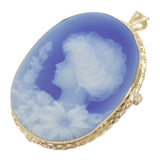 【中古】 K18 デザインジュエリー カメオ ブローチ K18イエローゴールド ブルー メノウ レディース【Aランク】