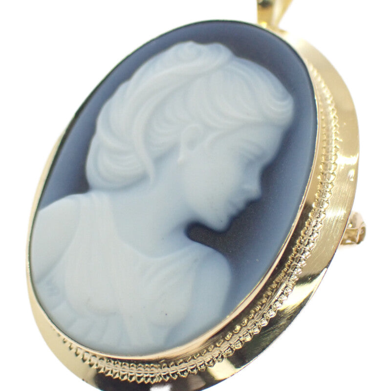 中古】 K18 デザインジュエリー カメオ ブローチ K18イエローゴールド