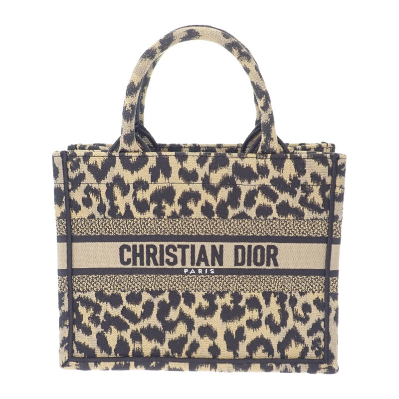 クリスチャンディオール Christian Dior ブックトート スモール トートバッグ キャンバス レオパード ベージュ レディース【中古】【ABランク】