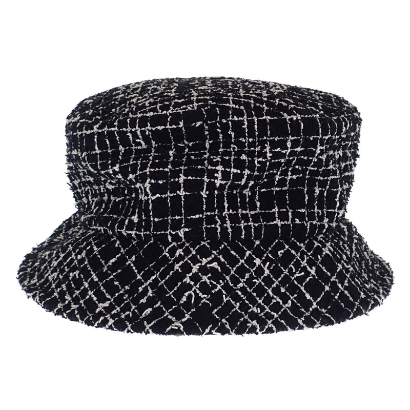 ツイードバケットハット 帽子 ココマーク コットン ブラック Lサイズ レディース ファッション小物【ISEYA】