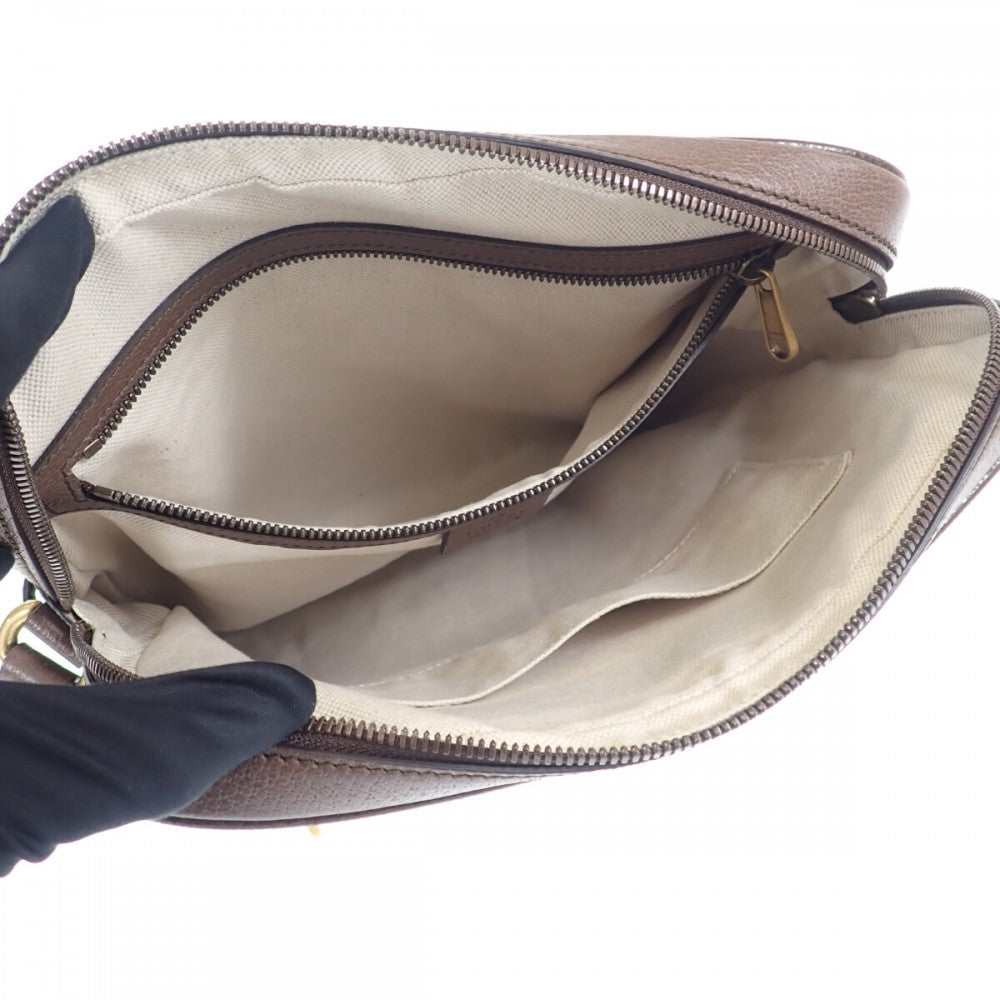 グッチ GUCCI オフィディア GGスプリーム メッセンジャーバッグ ショルダーバッグ PVCコーティングキャンバス レザー ブラウン レディース【中古】【Aランク】