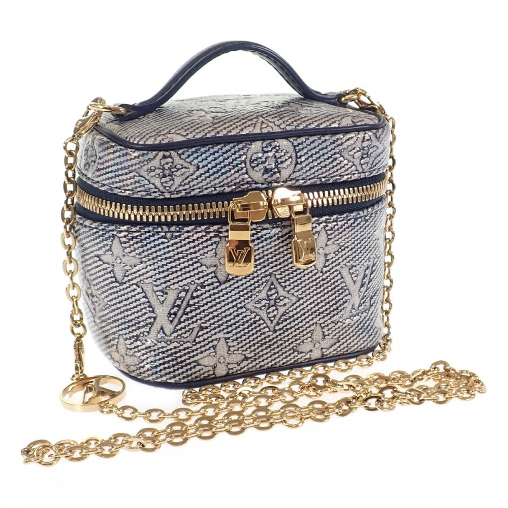 ルイヴィトン LOUIS VUITTON ミクロ ヴァニティ M82467 2WAYバッグ ハンドバッグ モノグラム ジャガード デニム ネイビー レディース【中古】【Aランク】