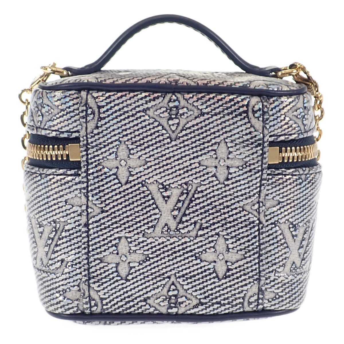 LOUIS VUITTON Micro Vanity M82467 2WAY Bag Handbag Monogram Jacquard Denim Navy Women's [Used] [A Rank]