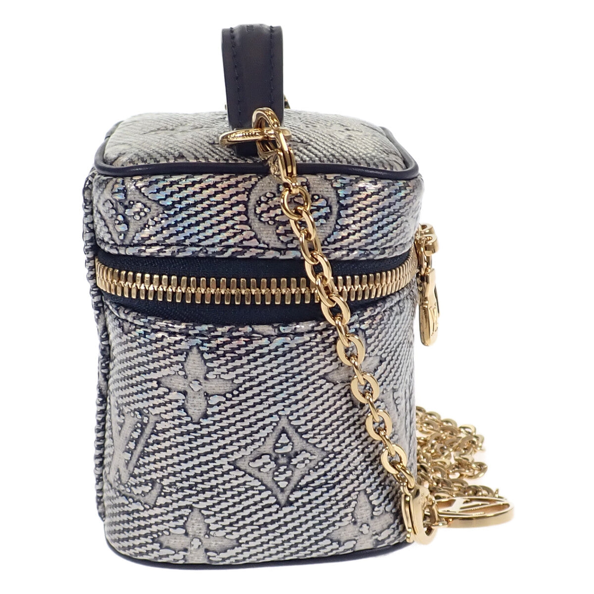 LOUIS VUITTON Micro Vanity M82467 2WAY Bag Handbag Monogram Jacquard Denim Navy Women's [Used] [A Rank]