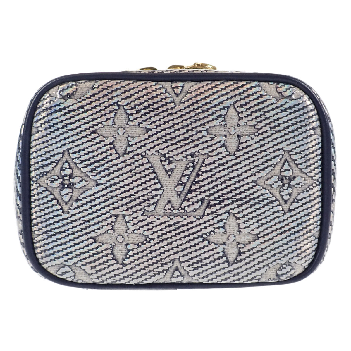 LOUIS VUITTON Micro Vanity M82467 2WAY Bag Handbag Monogram Jacquard Denim Navy Women's [Used] [A Rank]
