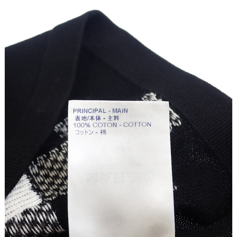ダミエストライプ Tシャツ ニット 半袖 トップス RM211 ZLW HKN86W コットン ブラック Sサイズ【ISEYA】