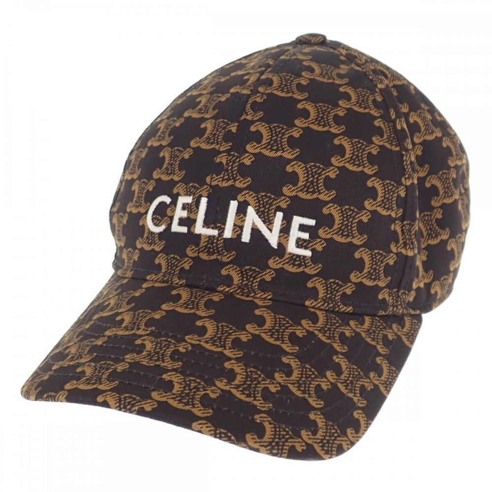 【中古】セリーヌ CELINE トリオンフモノグラム ベースボール 2AUA1731O キャップ コットン ブラウン S レディース【Aランク】