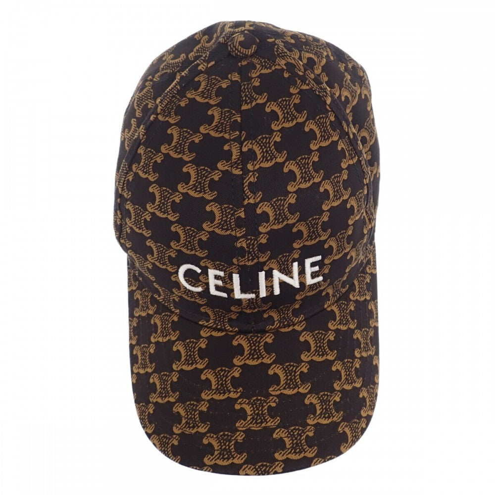 セリーヌ CELINE トリオンフモノグラム ベースボール S 2AUA1731O キャップ コットン ブラウン レディース【中古】【Aランク】