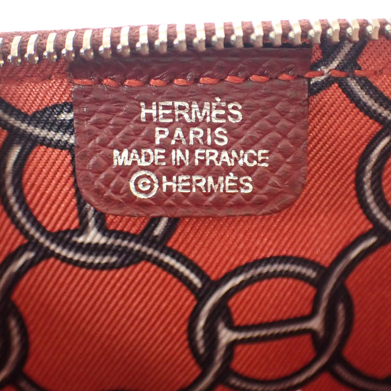 【Aランク】エルメス HERMES アザップコンパクト ミニ シルクイン 066394CK-AA コインケース ヴォーエプソン ルージュアッシュ コックドゥロシュ □R刻印 ファスナー シルバー金具 レディース 【ISEYA】