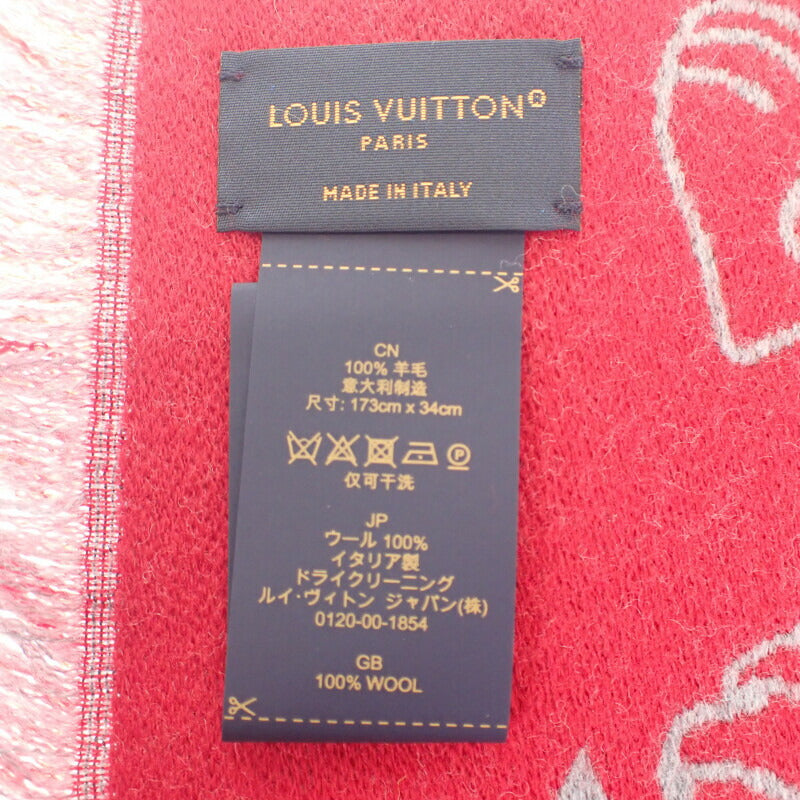 【Sランク】ルイヴィトン LOUIS VUITTON エシャルプ LVラビット マフラー M77962 モノグラム マフラー ウール グレー レッド レディース ユニセックス【ISEYA】