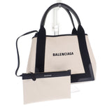 【Aランク】バレンシアガ BALENCIAGA ネイビースモールカバス 3399332HH3N9260 トートバッグ キャンバス レザー ベージュ オープン レディース 【ISEYA】