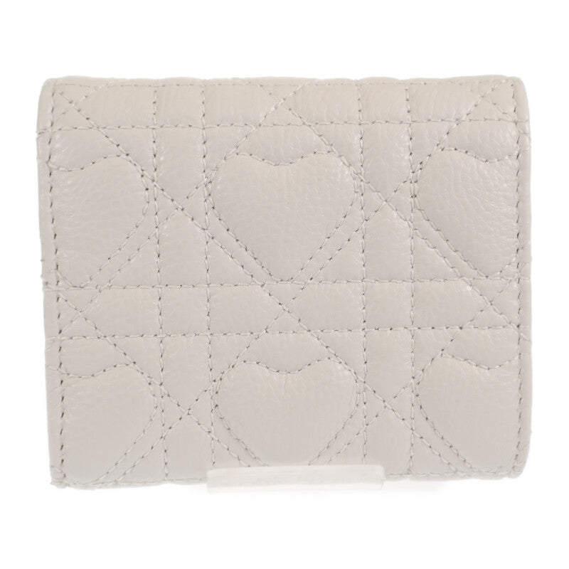 ディオール Dior カロ ハイビスカスウォレット S5175UNID_M030 三つ折り財布 カーフ ホワイト ゴールド金具 レディース【中古】【Aランク】