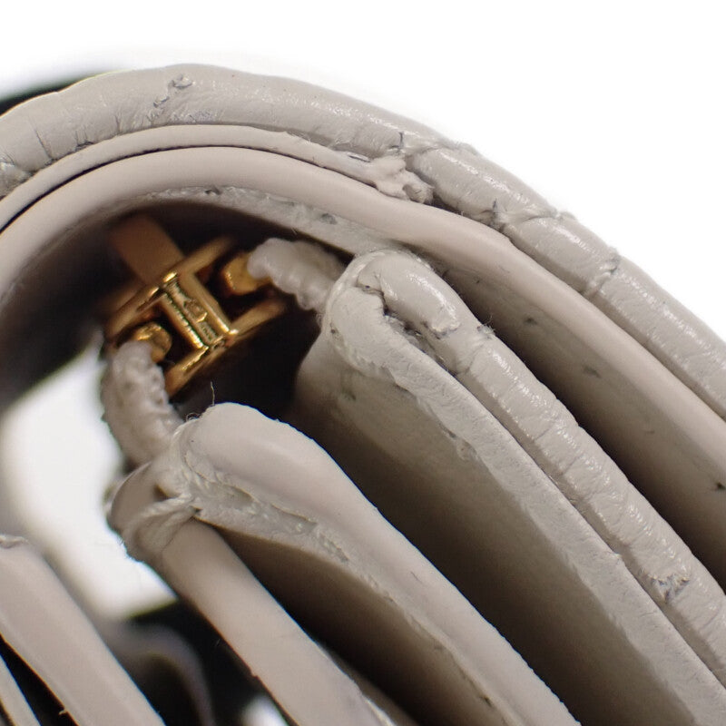 ディオール Dior カロ ハイビスカスウォレット S5175UNID_M030 三つ折り財布 カーフ ホワイト ゴールド金具 レディース【中古】【Aランク】