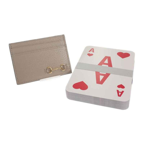 グッチ GUCCI ホースビット カードケース&トランプセット 700469 その他雑貨 カーフ ベージュ ゴールド金具 メンズ レディース【中古】【Aランク】