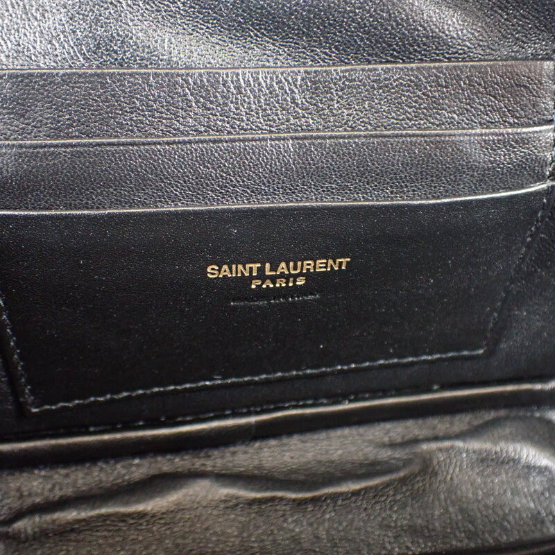 【ABランク】サンローラン SAINT LAURENT ルー ミニショルダー 612579_1GF01 ショルダーバッグ カーフ ブラック ファスナー ゴールド金具 レディース 【ISEYA】