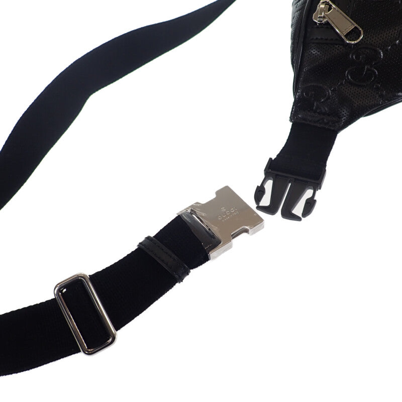 グッチ GUCCI GGエンボス ベルトバッグ 645093_1W3CN_1000 ボディバッグ レザー ブラック メンズ【中古】【Aランク】