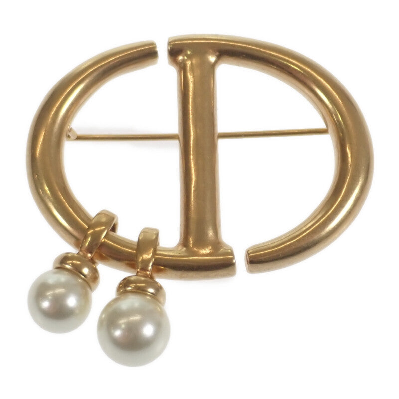 【中古】クリスチャンディオール Christian Dior CD Navy V0693CDNRS_D30 ブローチ メタル レジンパール ゴールド レディース【ABランク】