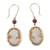 K18 デザインジュエリー カメオ ピアス K18イエローゴールド ピンク オレンジ ピンクガーネット レディース【中古】【Aランク】