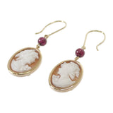 K18 デザインジュエリー カメオ ピアス K18イエローゴールド ピンク オレンジ ピンクガーネット レディース【中古】【Aランク】