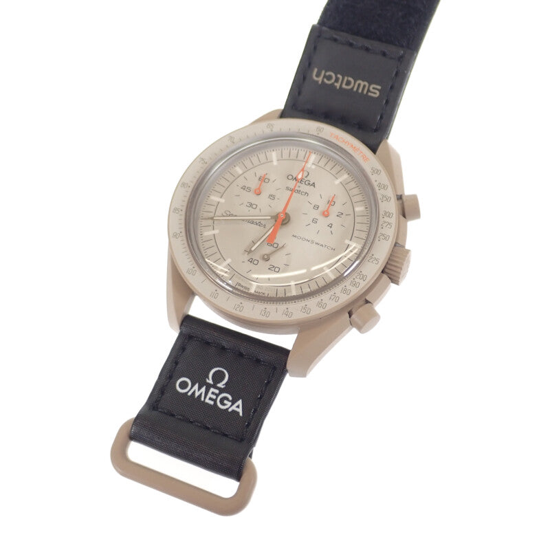 【中古】オメガ OMEGA スウォッチ SWATCH ミッション トゥ ジュピター SO33C100 腕時計 セラミック ナイロン クオーツ グレー文字盤 メンズ【Sランク】