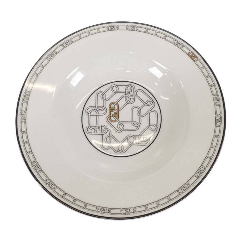 フェンディ FENDI オーロックプレート 2枚セット 7AC046 食器 ポーセリン ホワイト レディース【中古】【Sランク】