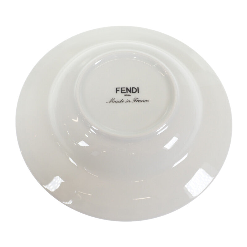フェンディ FENDI オーロックプレート 2枚セット 7AC046 食器 ポーセリン ホワイト レディース【中古】【Sランク】