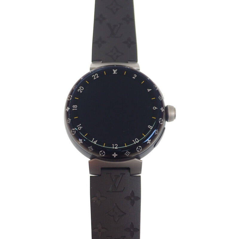 タンブールホライゾン ライトアップ ブラック メンズ 腕時計 デジタル QAD01Z SS チタン ラバー【ISEYA】【中古ブランド品通販ISEYA】