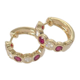 K18YG デザインジュエリー ピアス K18イエローゴールド ゴールド ピンク ダイヤモンド ルビー ダイヤモンド レディース【中古】【Aランク】