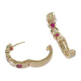 K18YG デザインジュエリー ピアス K18イエローゴールド ゴールド ピンク ダイヤモンド ルビー ダイヤモンド レディース【中古】【Aランク】