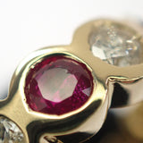 K18YG デザインジュエリー ピアス K18イエローゴールド ゴールド ピンク ダイヤモンド ルビー ダイヤモンド レディース【中古】【Aランク】