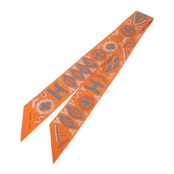 ツイリー スカーフ KELLY EN PERLES ケリーアンペルル シルク100％ オレンジ レディース ブランド ファッション【ISEYA】