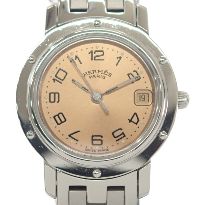 エルメス HERMES クリッパー CL4.210 腕時計 ステンレススチール クオーツ ピンク文字盤 レディース【中古】【ABランク】