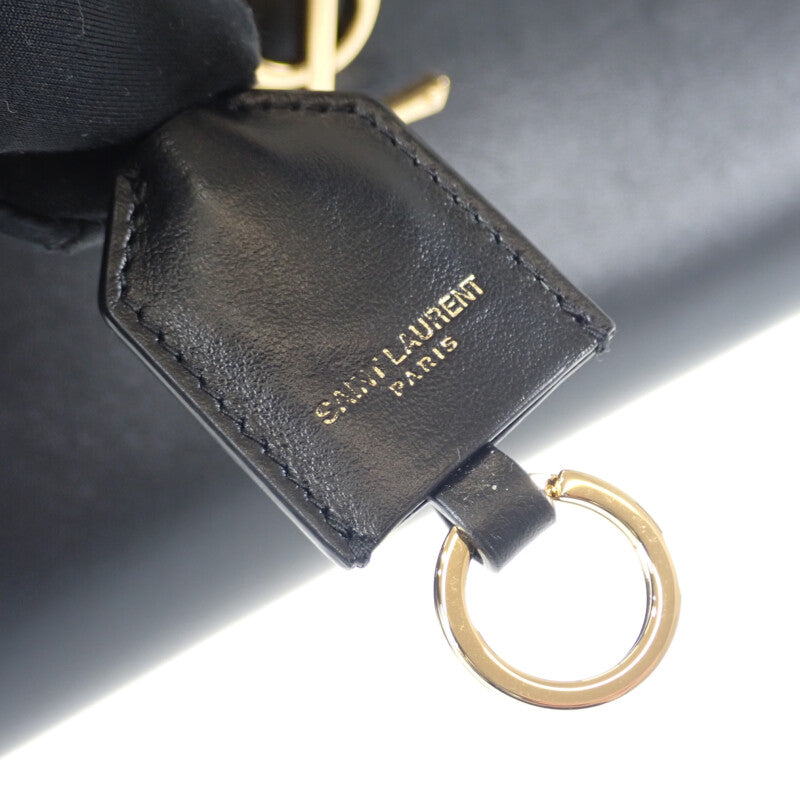 【Aランク】サンローラン SAINT LAURENT ベイビーカバス 568853_DV700_1000 2WAYバッグ ショルダーバッグ カーフ ブラック マグネットボタン ゴールド金具 レディース 【ISEYA】