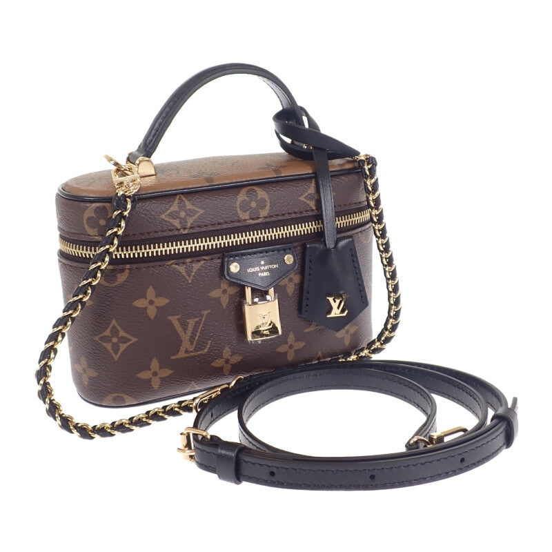 【Sランク】ルイヴィトン LOUIS VUITTON ヴァニティ チェーン ポーチ M47125 ハンドバッグ モノグラム リバース ブラウン ファスナー レディース【ISEYA】