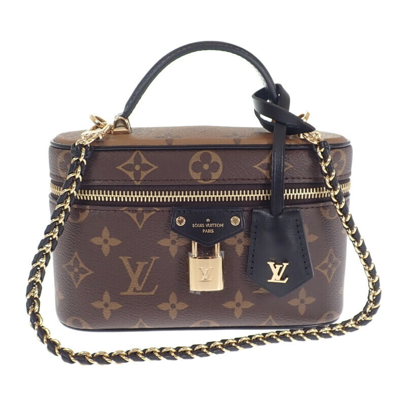 【Sランク】ルイヴィトン LOUIS VUITTON ヴァニティ チェーン ポーチ M47125 ハンドバッグ モノグラム リバース ブラウン ファスナー レディース【ISEYA】