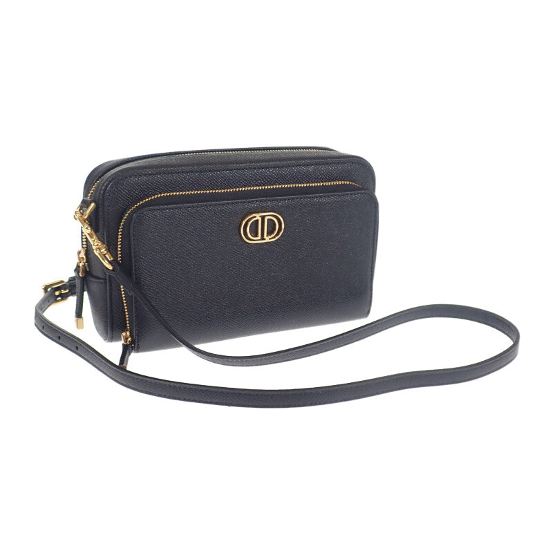 ディオール Dior カロ ダブルポーチ S7431UBAE ショルダーバッグ レザー ブラック レディース【中古】【Sランク】