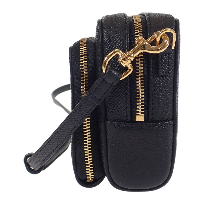 ディオール Dior カロ ダブルポーチ S7431UBAE ショルダーバッグ レザー ブラック レディース【中古】【Sランク】