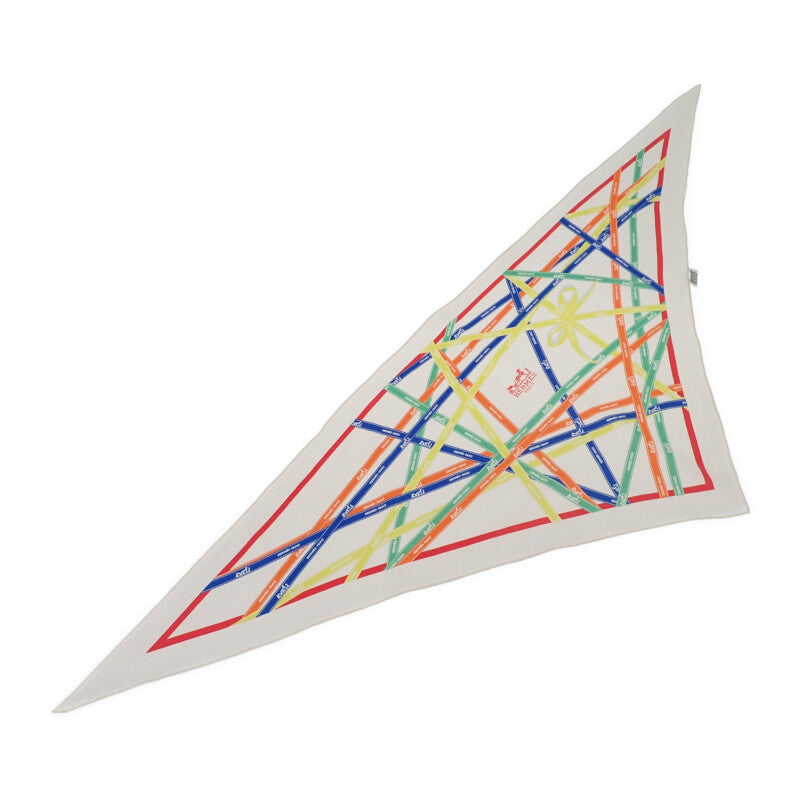 エルメス HERMES ポワントゥポワントュ カレ  POINTU VINTAGE BOLDUC  スカーフ シルク ホワイト マルチカラー レディース【中古】【ABランク】