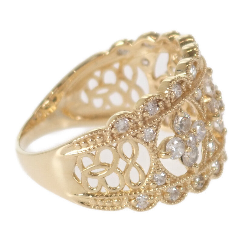 デザインジュエリー フラワー 14号 リング K18イエローゴールド ダイヤモンド レディース【中古】【Aランク】