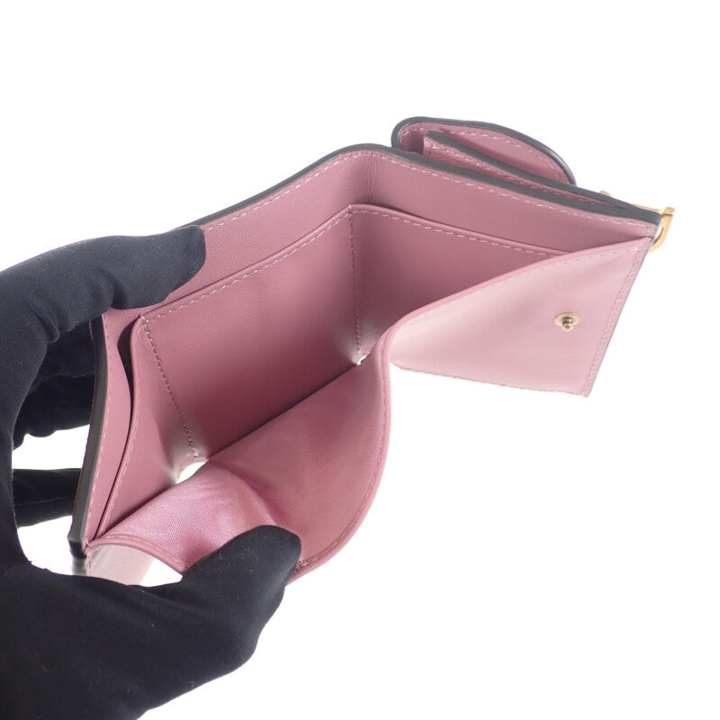 ディオール Dior サドル コンパクトウォレット S5653CCEH 三つ折り財布 ゴートスキン ラベンダー レディース【中古】【Aランク】