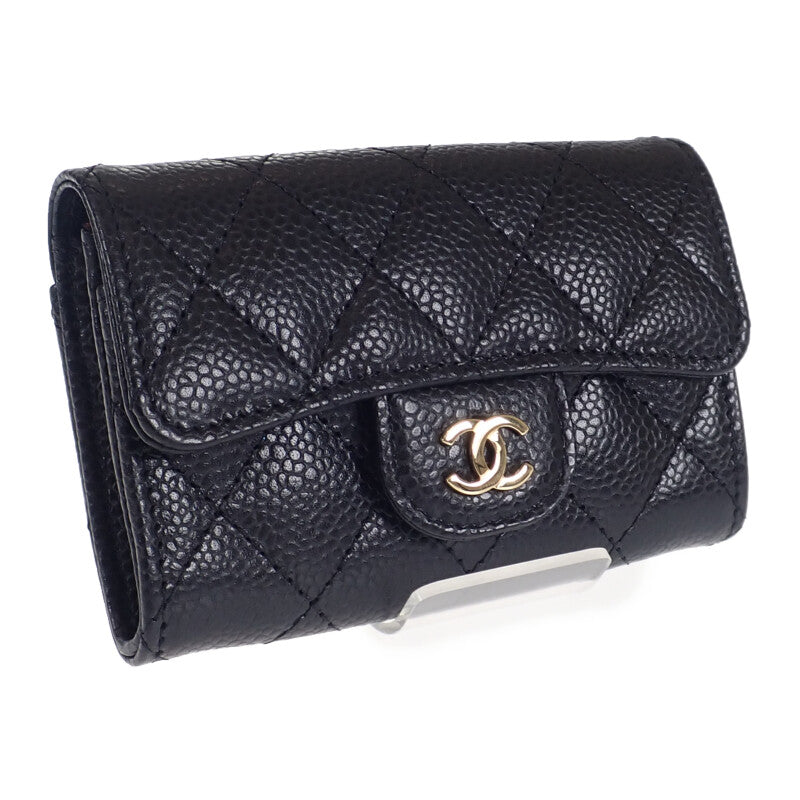 シャネル CHANEL クラシックフラップ AP0214_Y01864_C3906 カードケース キャビアスキン ブラック ゴールド金具 レディース【中古】【Sランク】