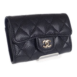 【Sランク】シャネル CHANEL クラシックフラップ AP0214_Y01864_C3906 カードケース キャビアスキン ブラック スナップボタン ゴールド金具 レディース 【ISEYA】