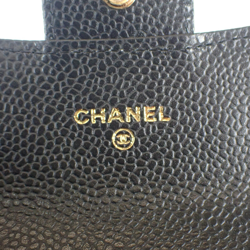 【Sランク】シャネル CHANEL クラシックフラップ AP0214_Y01864_C3906 カードケース キャビアスキン ブラック スナップボタン ゴールド金具 レディース 【ISEYA】