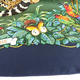 【SAランク】エルメス HERMES カレ90 JUNGLE LOVE 虎 H001876S_29 スカーフ シルク ネイビー レディース 【ISEYA】