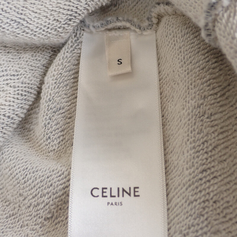 CELINE セリーヌ  2Y321670Q ﾎﾜｲﾄ ﾛｺﾞ ﾙｰｽﾞﾌｰﾃﾞｨ ﾊﾟｰｶｰ XL ロゴ ルーズ フーディ プルオーバーパーカー コットン ホワイト