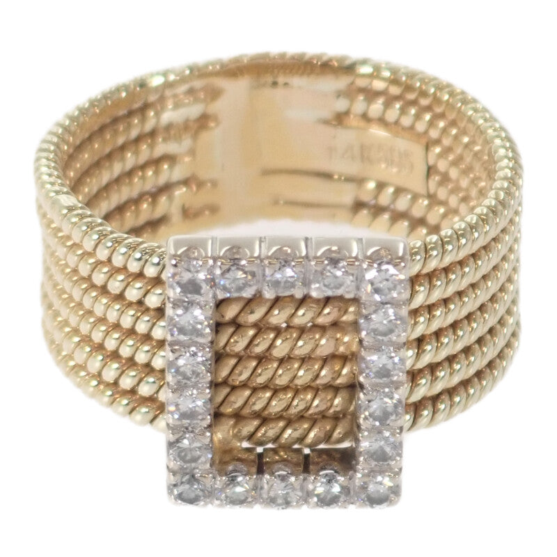 K14YG D デザインジュエリー リング 16号 ダイヤモンド レディース メンズ【中古】【Aランク】