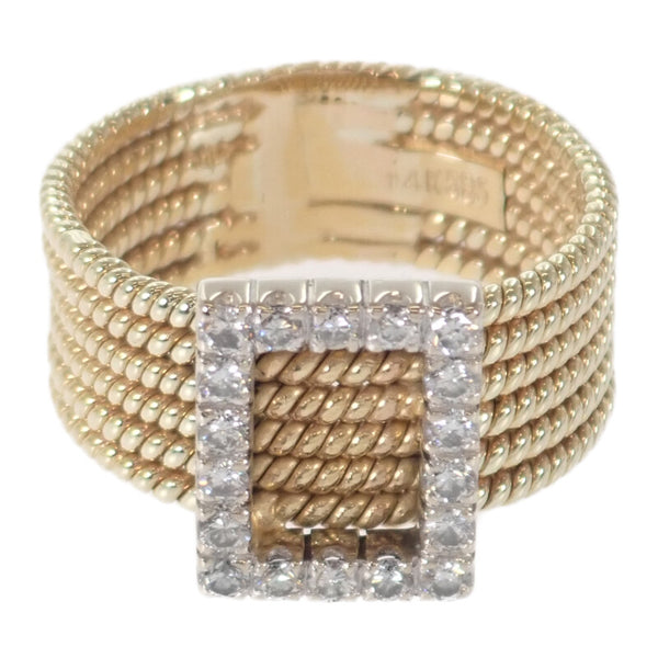 K14YG D デザインジュエリー リング 16号 ダイヤモンド レディース メンズ【中古】【Aランク】