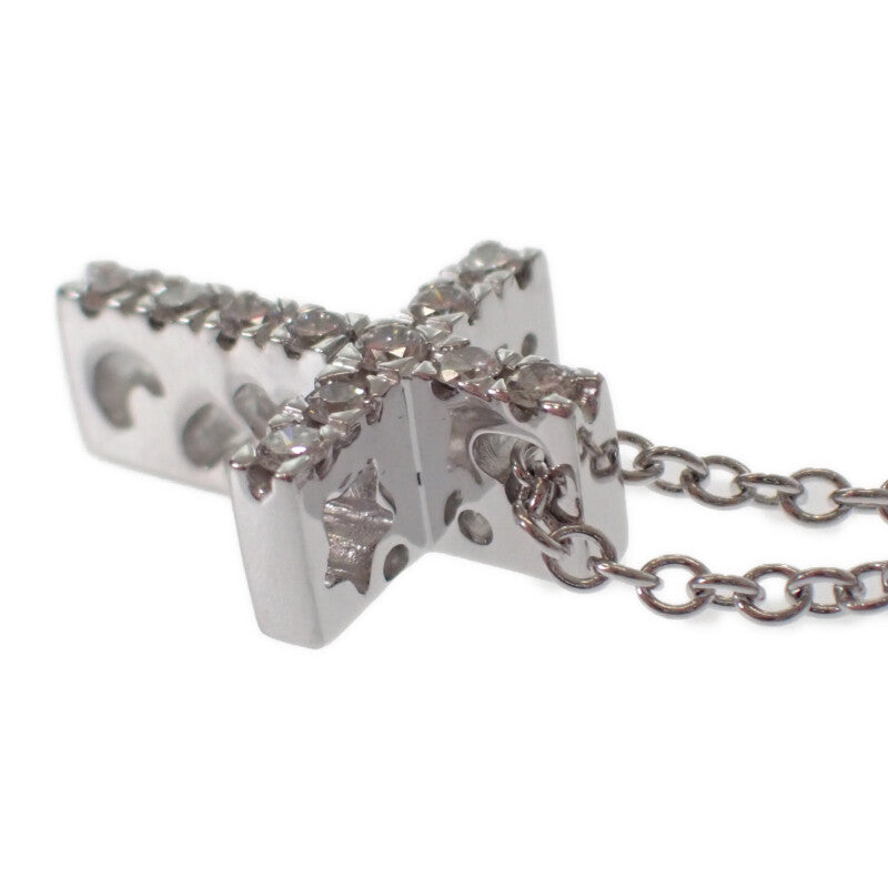 【中古】ジョエルモーダ GIOIEL MODA クロス ネックレス K18ホワイトゴールド ダイヤモンド レディース【Aランク】